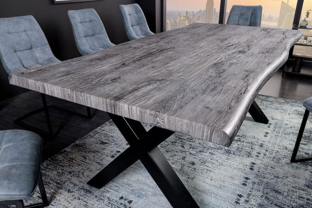 STÓŁ DZIKI DĄB SZARY WAPNOWANY 160 CM / 42280  / INVICTA INTERIOR