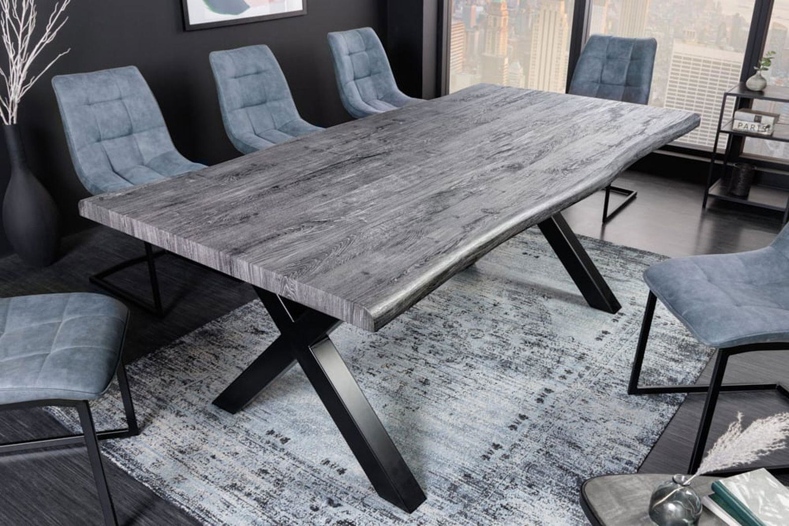 STÓŁ DZIKI DĄB SZARY WAPNOWANY 160 CM / 42280  / INVICTA INTERIOR