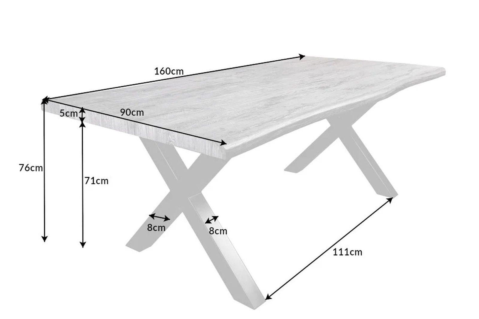 STÓŁ DZIKI DĄB SZARY WAPNOWANY 160 CM / 42280  / INVICTA INTERIOR