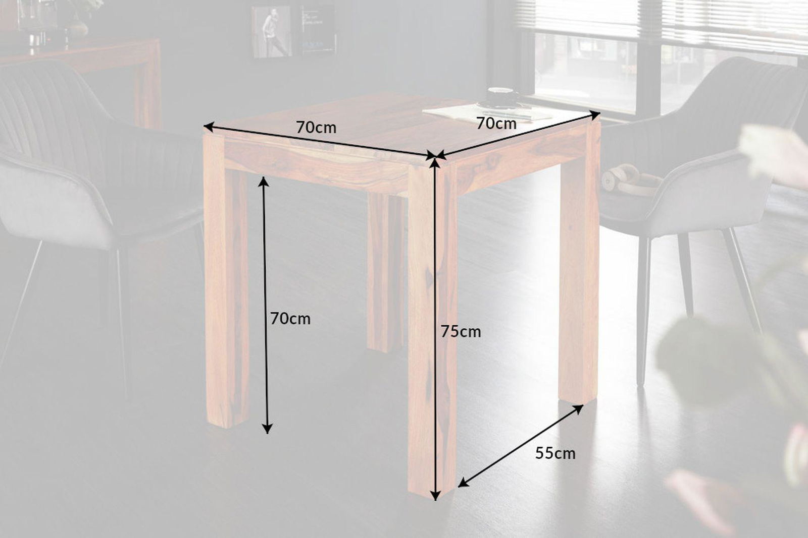 STÓŁ LAGOS 70 CM DREWNO LITE /  36746  / INVICTA INTERIOR