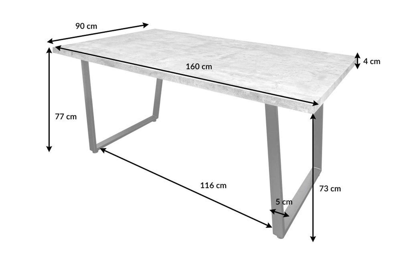 STÓŁ LOFT 160 CM OPTYKA BETON / 38956 / INVICTA INTERIOR