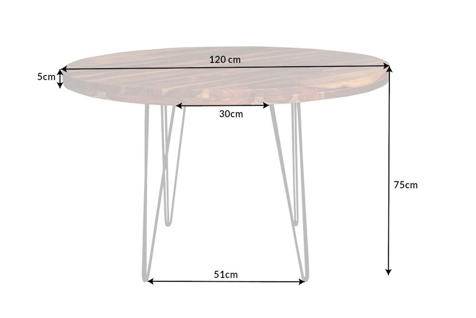 STÓŁ MAKASSAR OKRĄGŁY 120 CM / 40780 / INVICTA INTERIOR