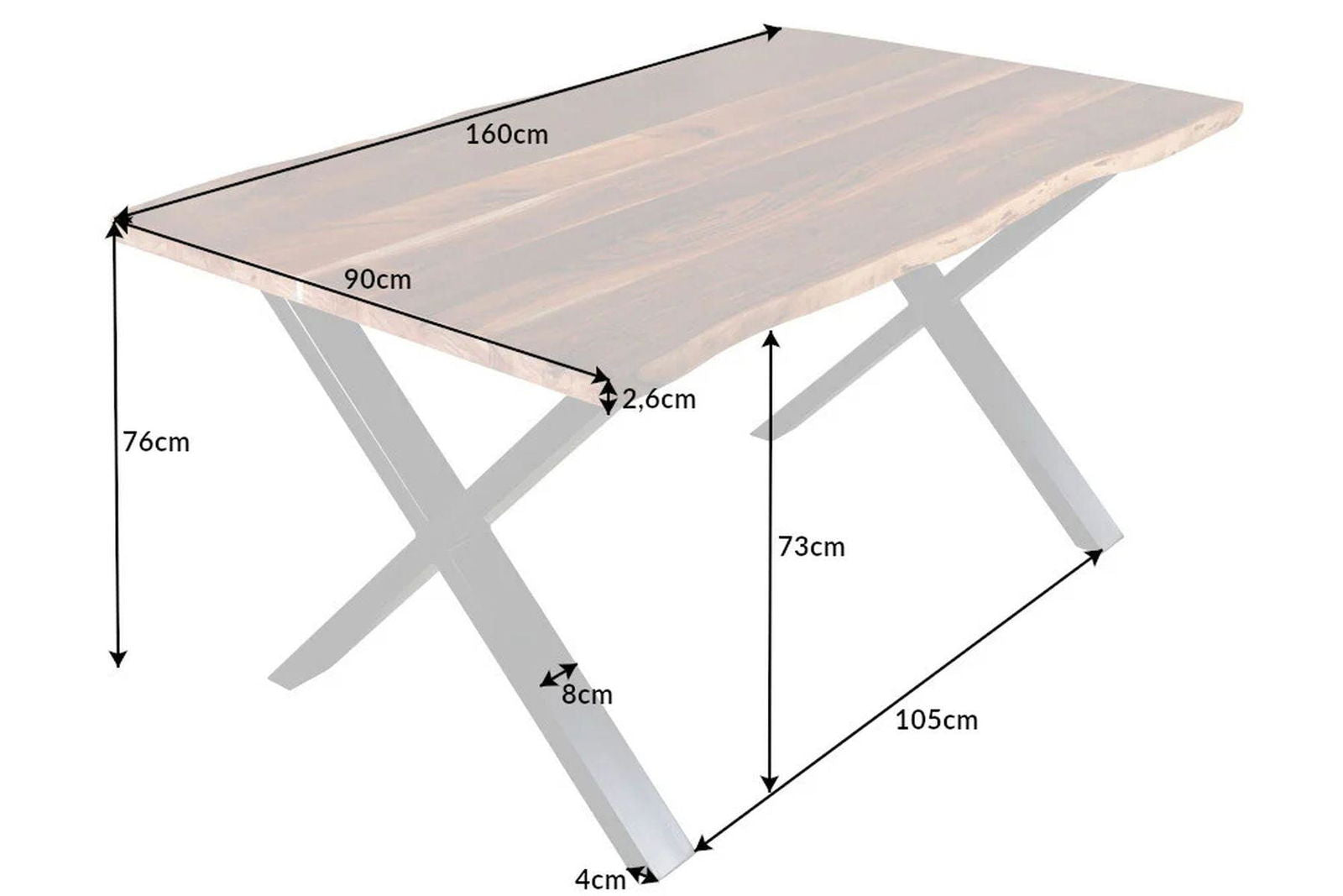 STÓŁ MAMMUT AKACJA 160 CM / 43480 / INVICTA INTERIOR