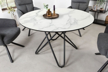STÓŁ OKRĄGŁY 120 CM OPTYKA BIAŁY MARMUR / 42369  / INVICTA INTERIOR