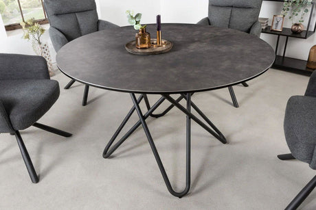 STÓŁ OKRĄGŁY 120 CM OPTYKA MARMUR ANTRACYT / 41710  / INVICTA INTERIOR