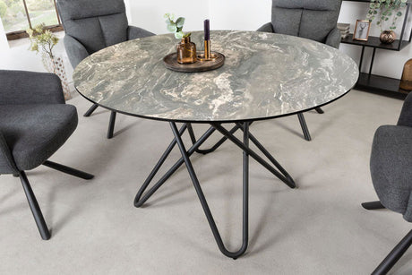 STÓŁ OKRĄGŁY 120 CM OPTYKA MARMUR CIEMNOSZARY  / 42368  / INVICTA INTERIOR