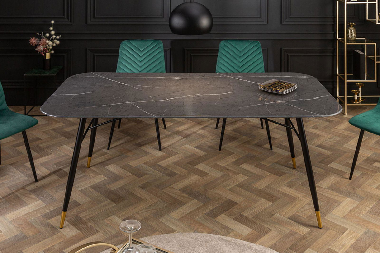 STÓŁ PARIS 140 CM  OPTYKA MARMUR CZARNY / 41882  / INVICTA INTERIOR