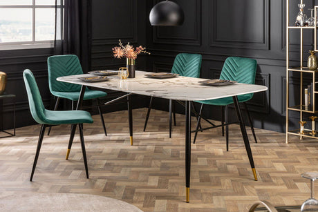 STÓŁ PARIS 180 CM SZKŁO OPTYKA MARMUR BIAŁY / 40845  / INVICTA INTERIOR