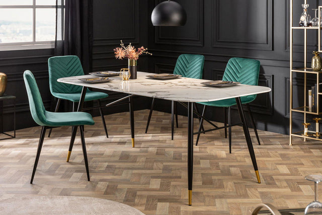 STÓŁ PARIS 180 CM SZKŁO OPTYKA MARMUR BIAŁY / 40845  / INVICTA INTERIOR