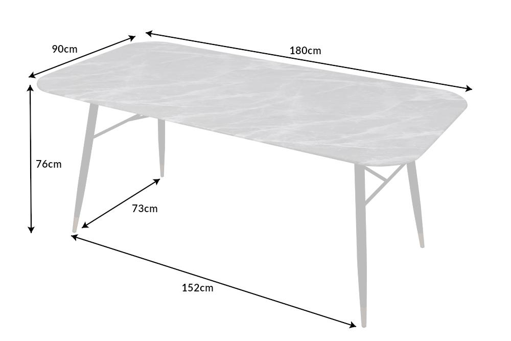 STÓŁ PARIS 180 CM SZKŁO OPTYKA MARMUR SZARY / 40847  / INVICTA INTERIOR