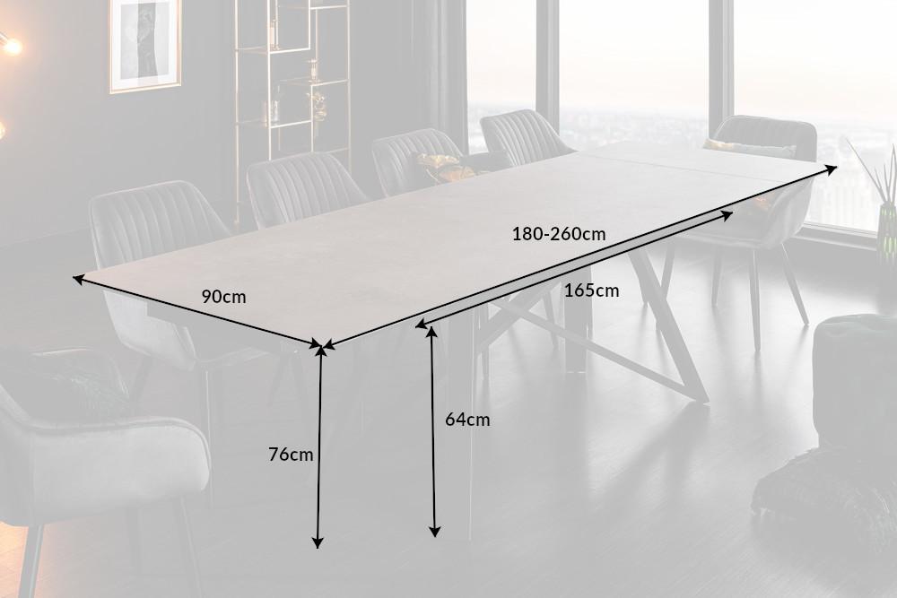 STÓŁ ROZKŁADANY ATLAS OPTYKA BETON 180 ( 220 - 260 ) CM / 40840  / INVICTA INTERIOR