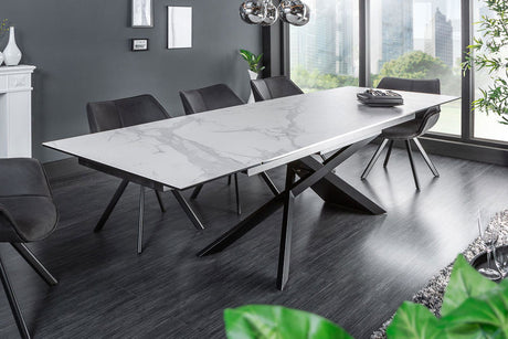STÓŁ ROZKŁADANY EUPHORIA SZKŁO CERAMICZNE OPTYKA MARMUR 40122  / INVICTA INTERIOR