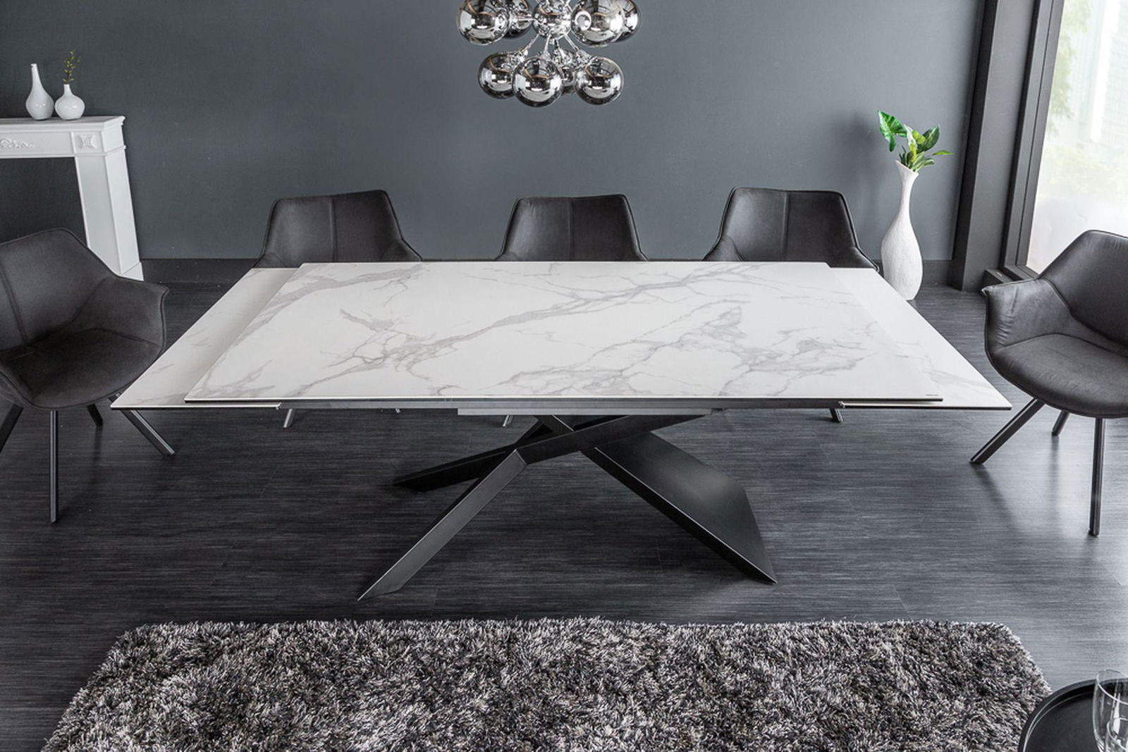 STÓŁ ROZKŁADANY EUPHORIA SZKŁO CERAMICZNE OPTYKA MARMUR 40122  / INVICTA INTERIOR