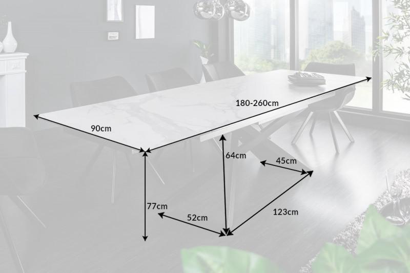 STÓŁ ROZKŁADANY EUPHORIA SZKŁO CERAMICZNE OPTYKA MARMUR 40122  / INVICTA INTERIOR