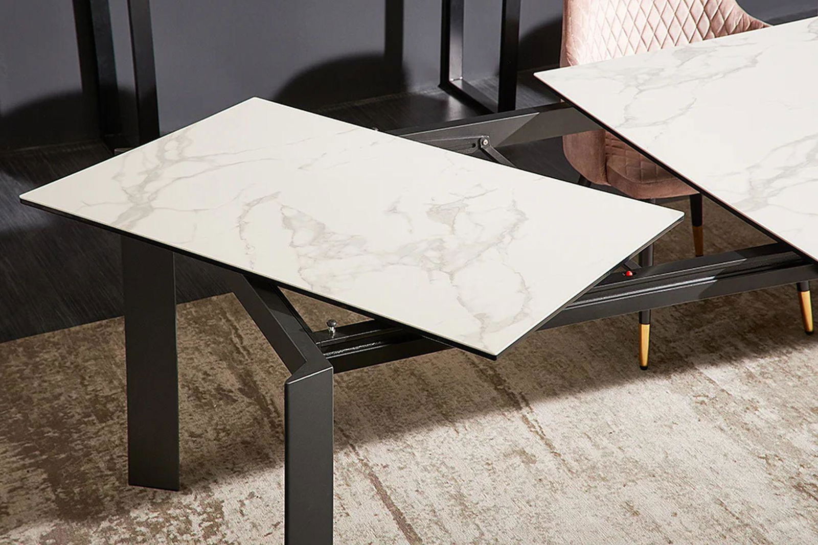 STÓŁ ROZKŁADANY OPTYKA BIAŁY MARMUR 180-240 cm / 41453  / INVICTA INTERIOR