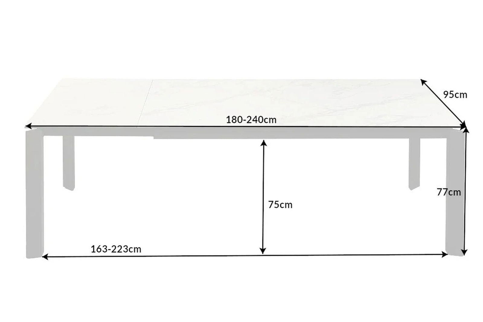 STÓŁ ROZKŁADANY OPTYKA BIAŁY MARMUR 180-240 cm / 41453  / INVICTA INTERIOR