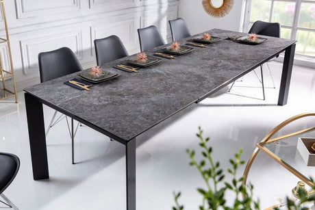 STÓŁ ROZKŁADANY OPTYKA GRAFITOWY MARMUR 180-240 cm / 41452  / INVICTA INTERIOR