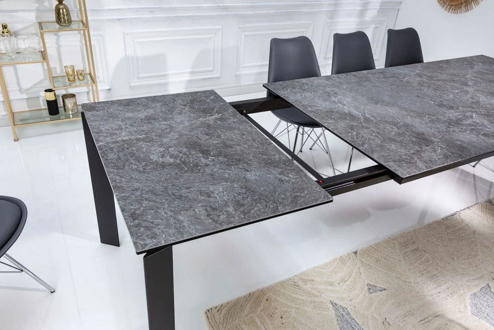 STÓŁ ROZKŁADANY OPTYKA GRAFITOWY MARMUR 180-240 cm / 41452  / INVICTA INTERIOR