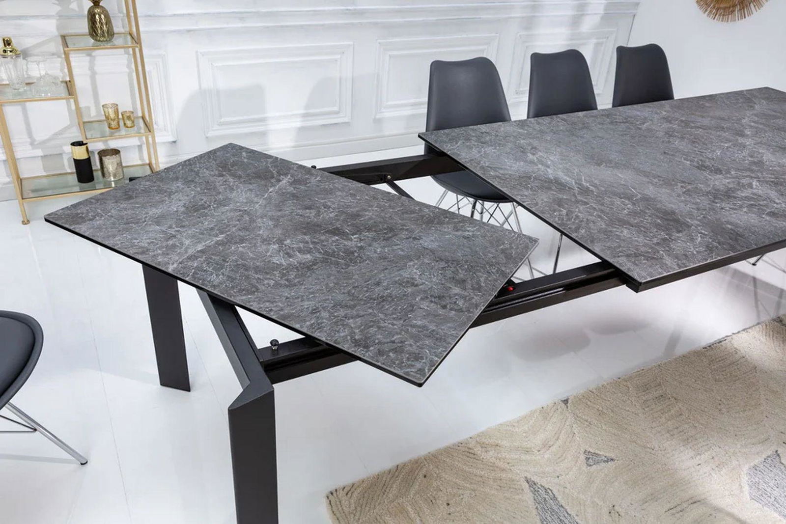STÓŁ ROZKŁADANY OPTYKA GRAFITOWY MARMUR 180-240 cm / 41452  / INVICTA INTERIOR