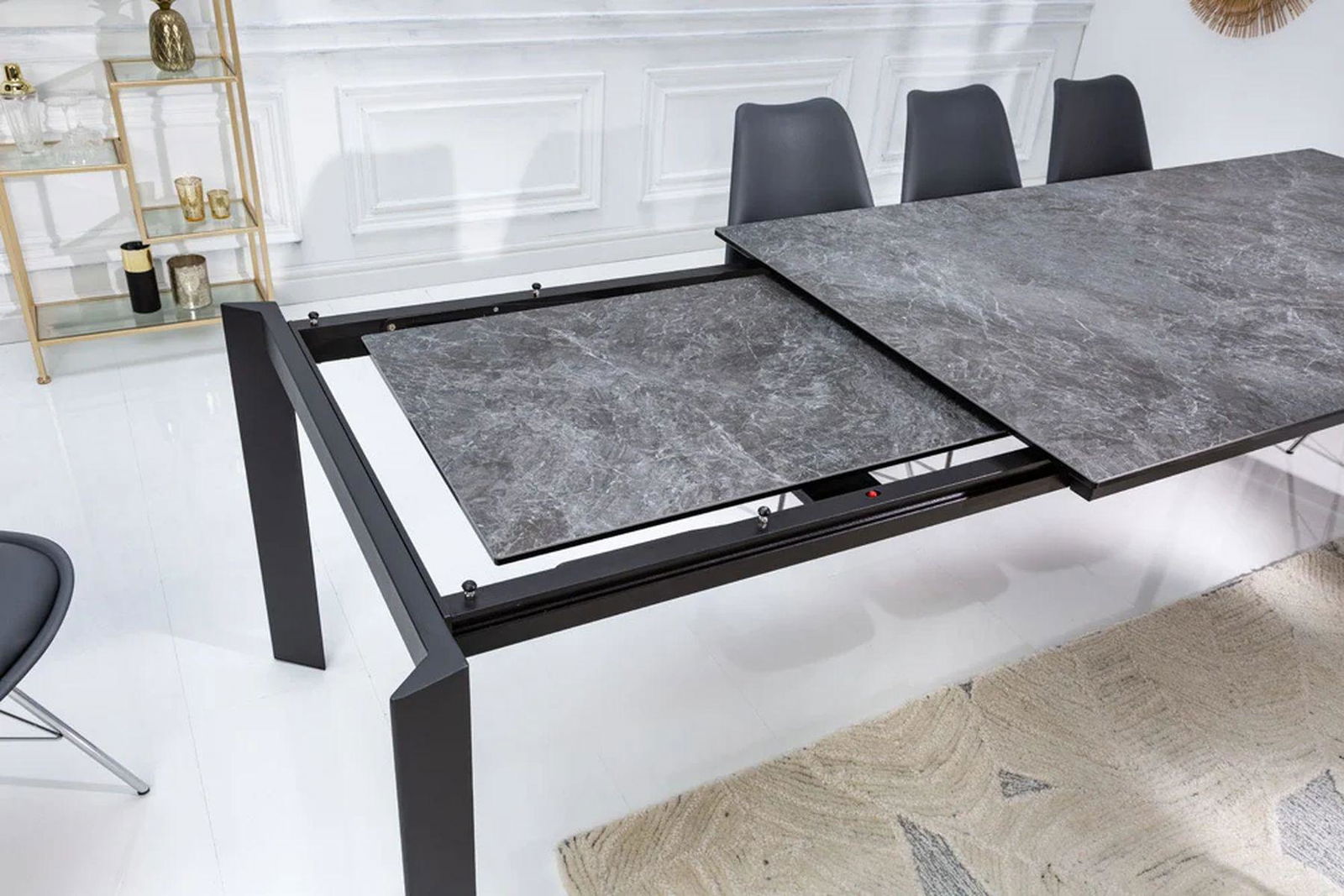 STÓŁ ROZKŁADANY OPTYKA GRAFITOWY MARMUR 180-240 cm / 41452  / INVICTA INTERIOR
