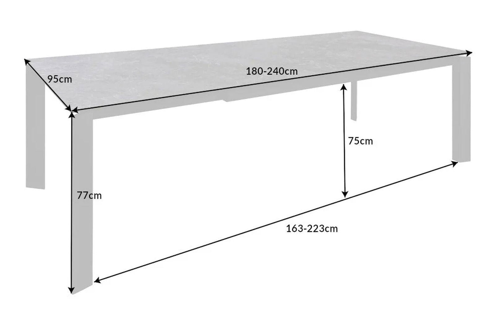 STÓŁ ROZKŁADANY OPTYKA GRAFITOWY MARMUR 180-240 cm / 41452  / INVICTA INTERIOR