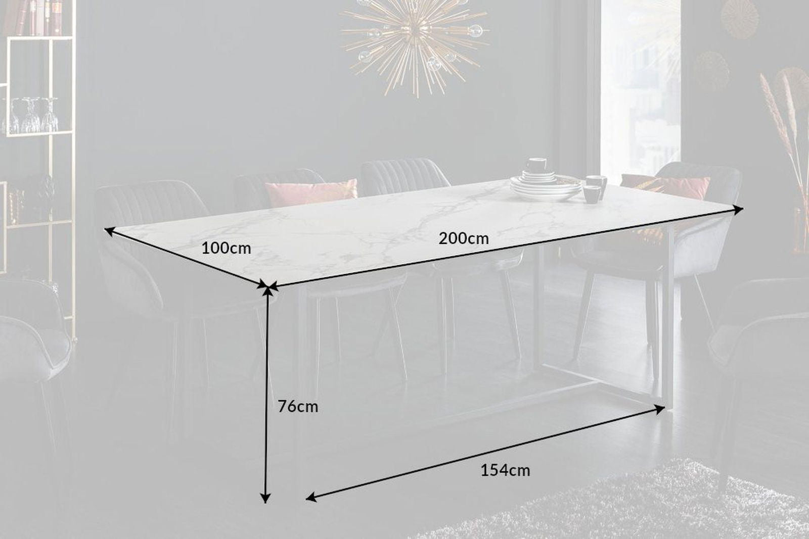 STÓŁ SYMBIOSE 200 CM SZKŁO / CERAMIKA OPTYKA MARMUR / 41088  / INVICTA INTERIOR