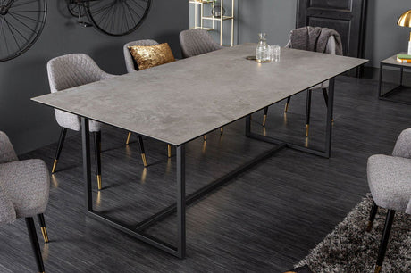 STÓŁ SYMBIOSE 200 CM SZKŁO / CERAMIKA W OPTYCE BETONU / 40669  / INVICTA INTERIOR