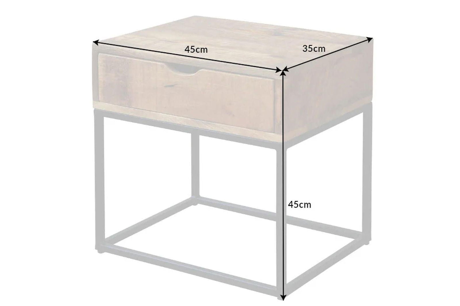 SZAFKA NOCNA IRON CRAFT 45 CM NATURALNE MANGO / 39589 / INVICTA INTERIOR
