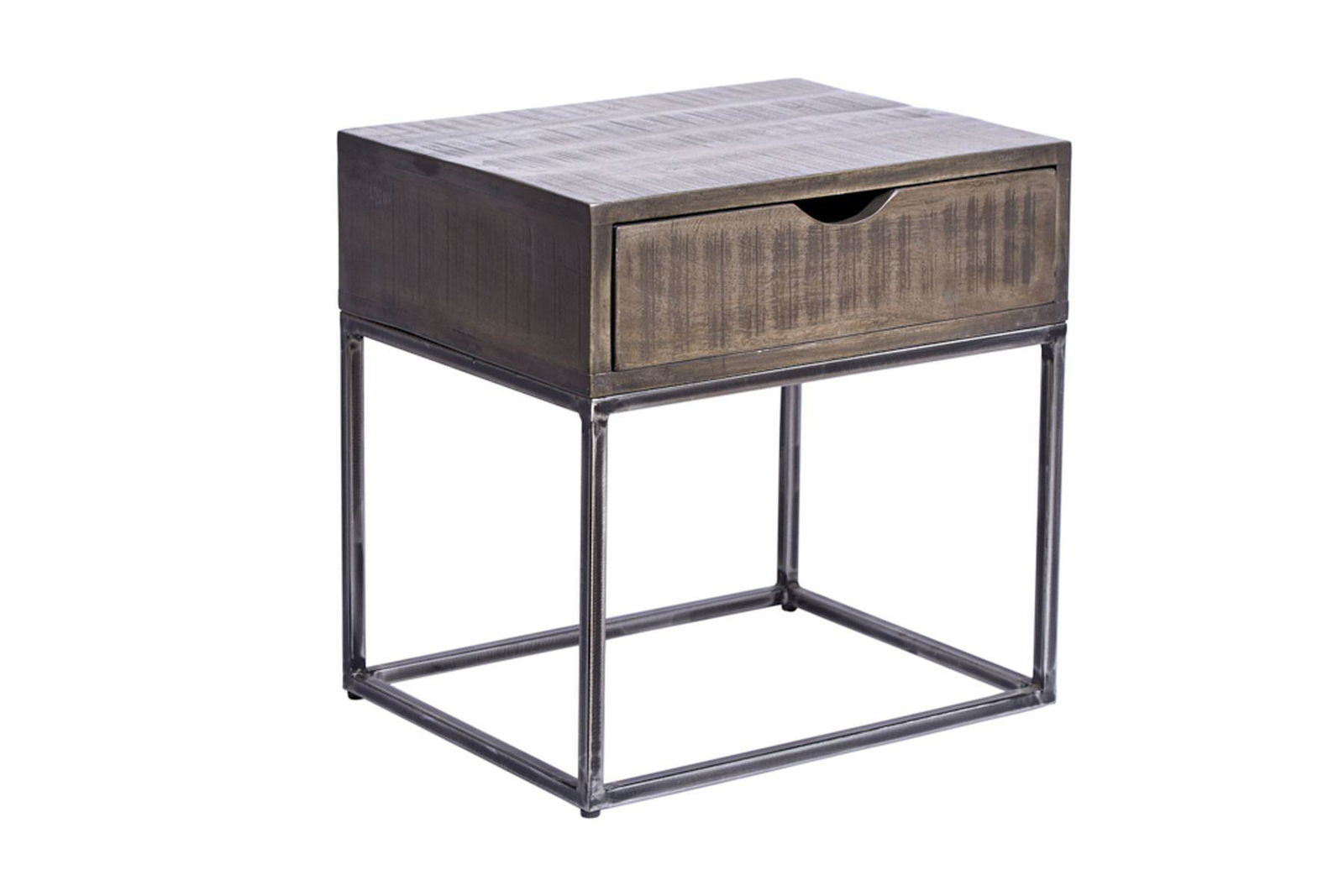 SZAFKA NOCNA IRON CRAFT 45 CM NATURALNE MANGO SZARA / 39590 / INVICTA INTERIOR