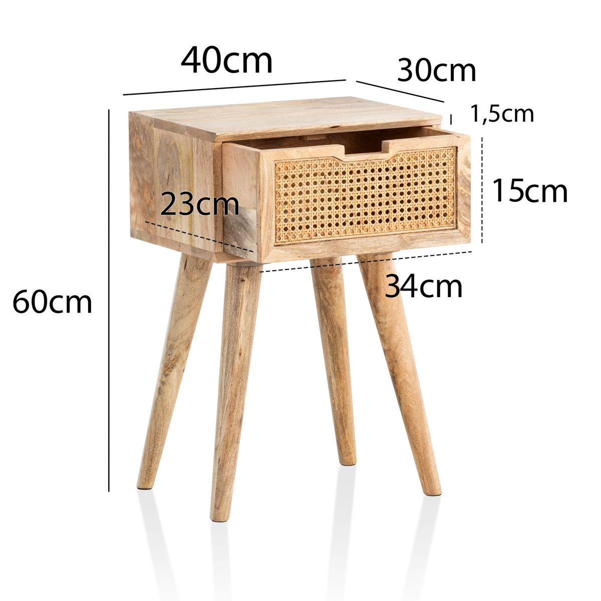 SZAFKA NOCNA WOHNLING RATAN NATURALNE MANGO / WL6.807