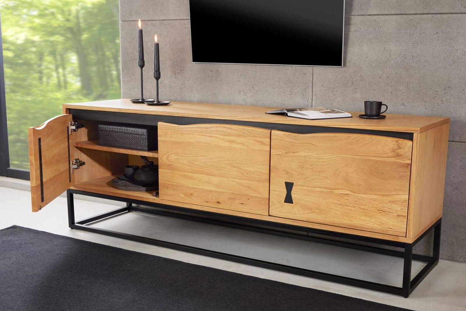 SZAFKA RTV MAMMUT ARTWORK FORNIR DĘBOWY 150 CM / 43124 / INVICTA INTERIOR
