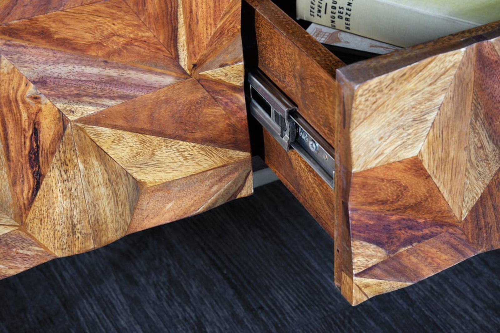 SZAFKA RTV STONE FINISH  SHEESHAM 160 CM / 43448 / INVICTA INTERIOR