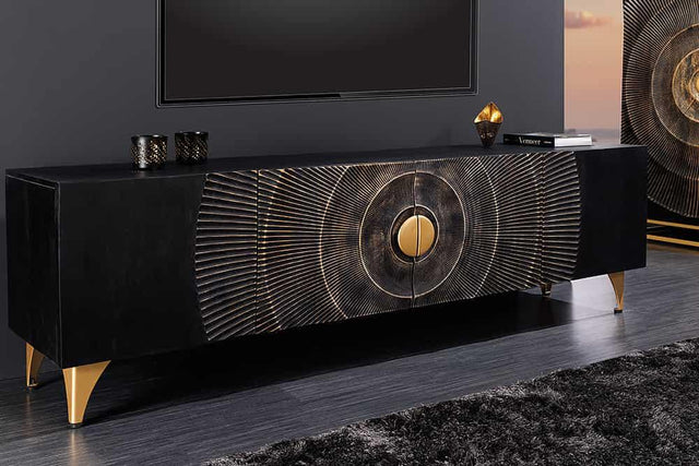 SZAFKA RTV SUNSET 180 CM CZARNA / 44303  / INVICTA INTERIOR