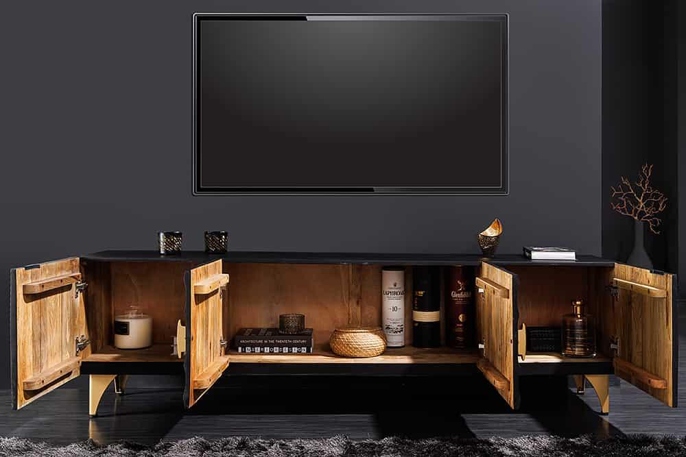 SZAFKA RTV SUNSET 180 CM CZARNA / 44303  / INVICTA INTERIOR