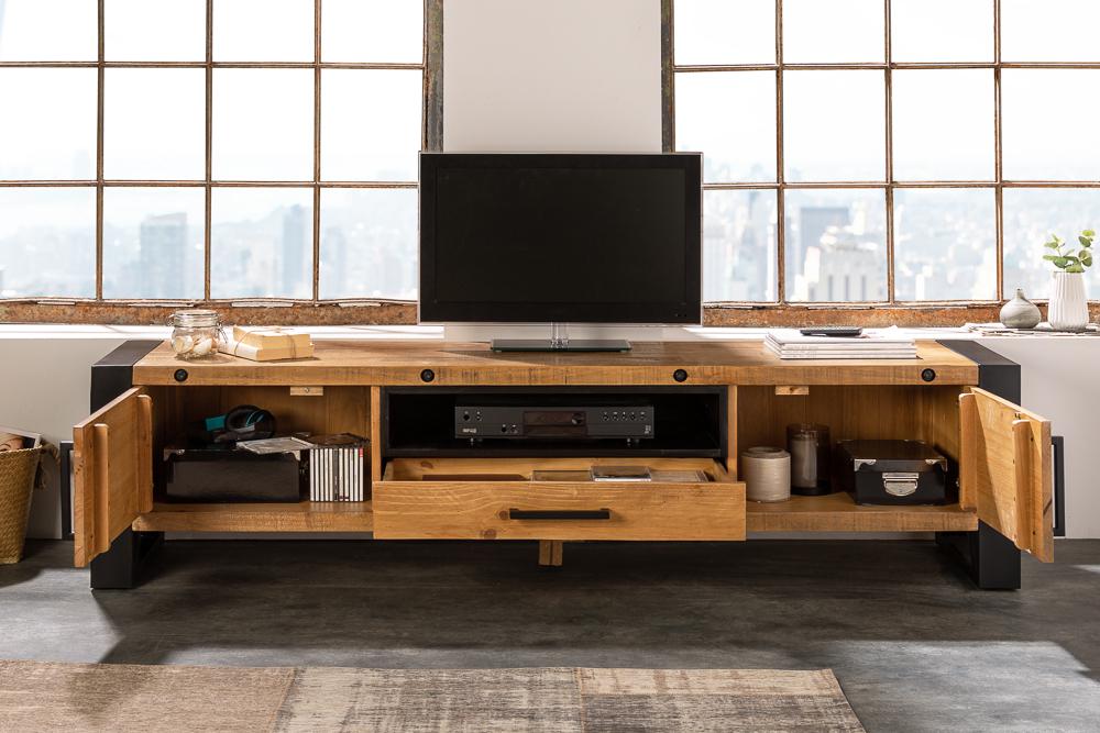 SZAFKA RTV THOR 200 CM NATURALNA SOSNA / 40684 / INVICTA INTERIOR