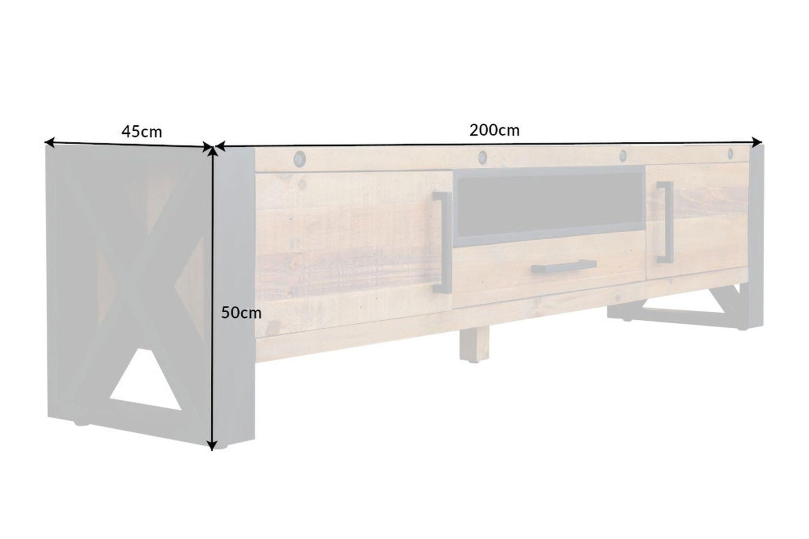 SZAFKA RTV THOR 200 CM NATURALNA SOSNA / 40684 / INVICTA INTERIOR