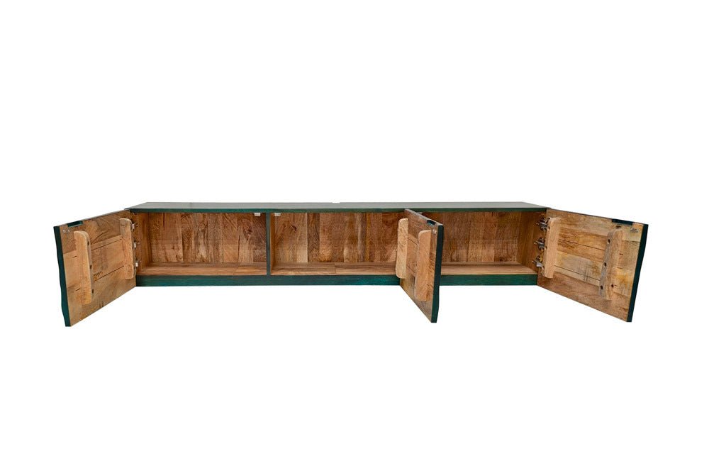 SZAFKA RTV WISZĄCA SCORPION 160 CM TURKUSOWA DREWNO MANGO / 48408 / INVICTA INTERIOR