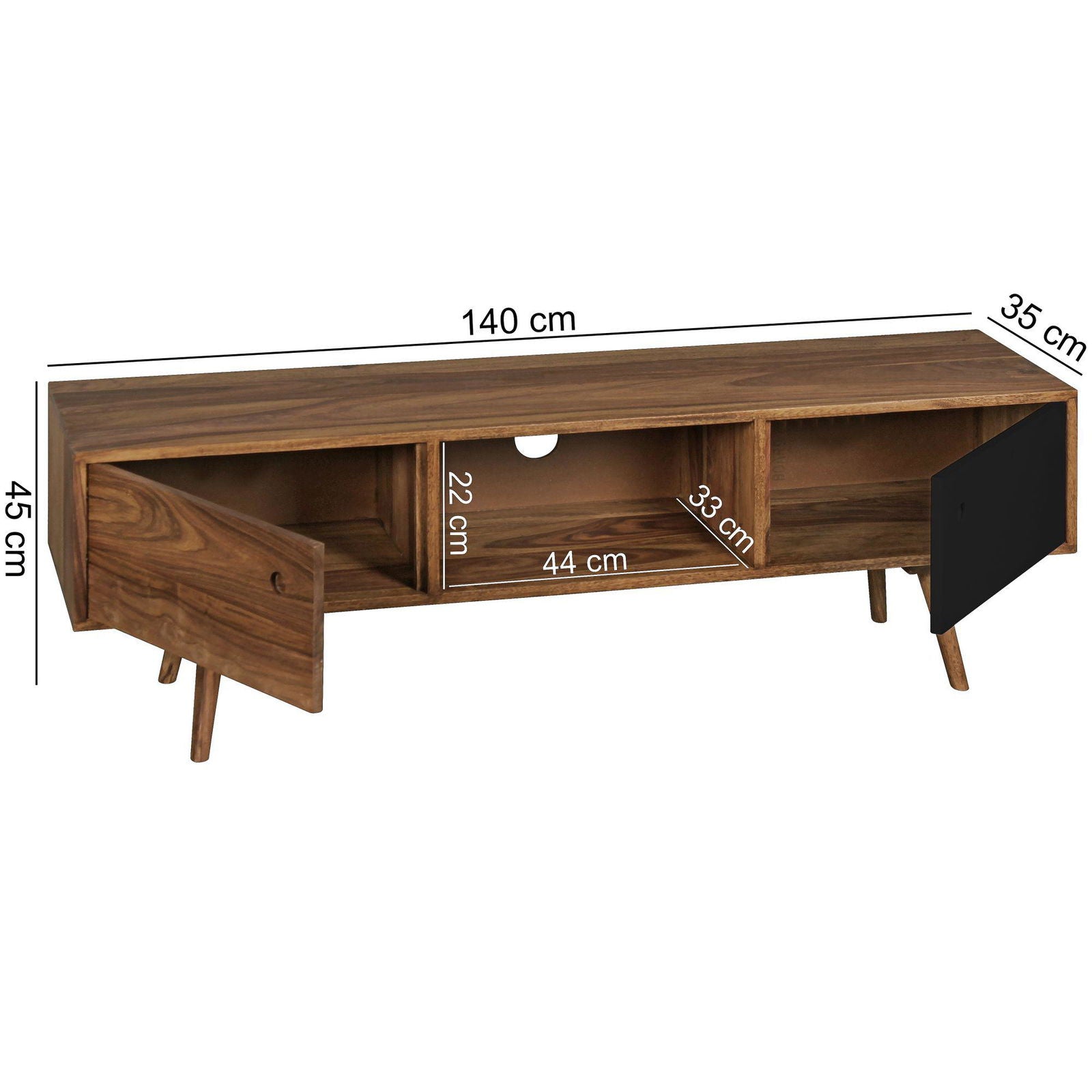 SZAFKA RTV WOHNLING REPA 140 CM CZARNA / WL1.973