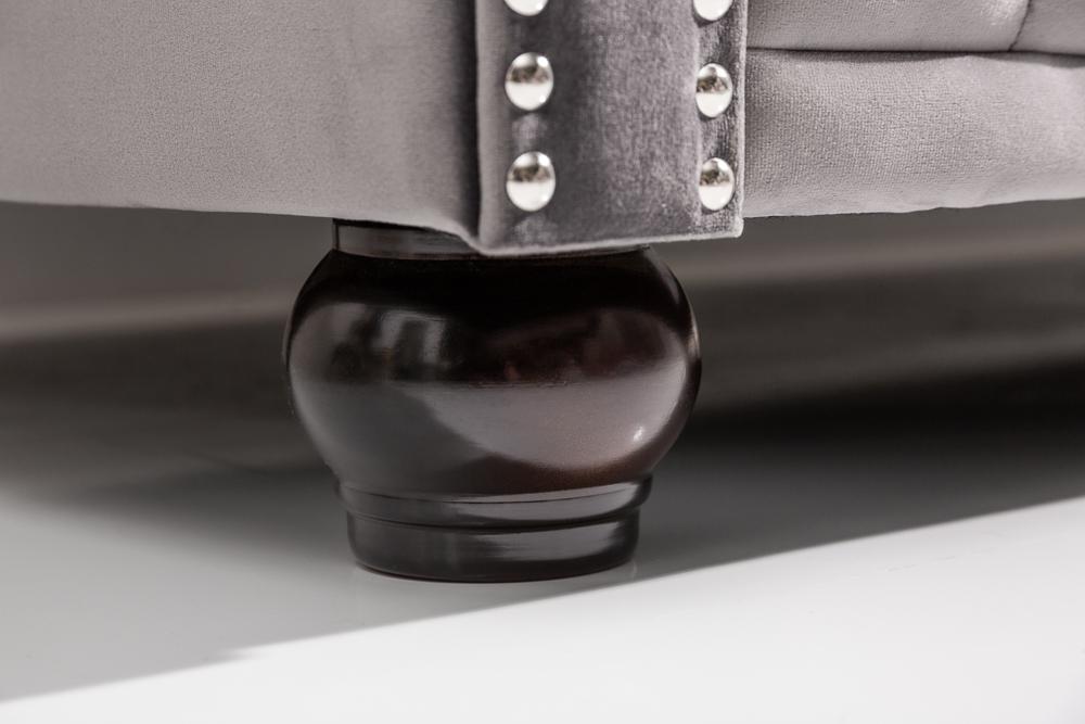 Sofa Chesterfield 3 osobowa aksamit szary / 40482 / INVICTA INTERIOR