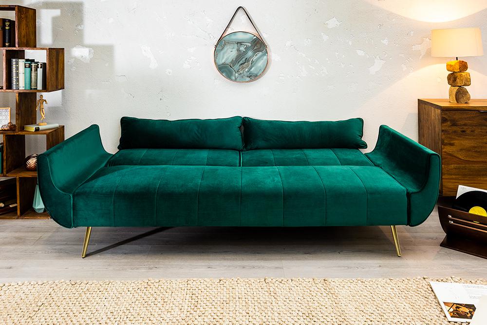 Sofa Divani II zielony aksamit +złoto / 39421 / 40090 / INVICTA INTERIOR