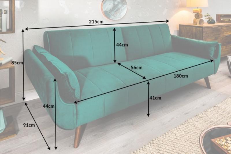 Sofa Divani zielony aksamit / 40089 / INVICTA INTERIOR