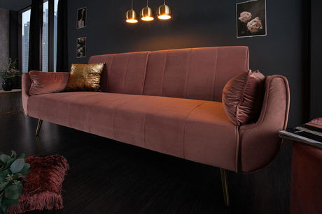 Sofa ROZKŁADANA DIVANI RÓŻOWA AKSAMIT / 39479 / 40091 / INVICTA INTERIOR