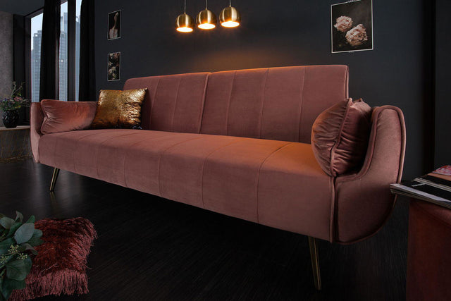 Sofa ROZKŁADANA DIVANI RÓŻOWA AKSAMIT / 39479 / 40091 / INVICTA INTERIOR