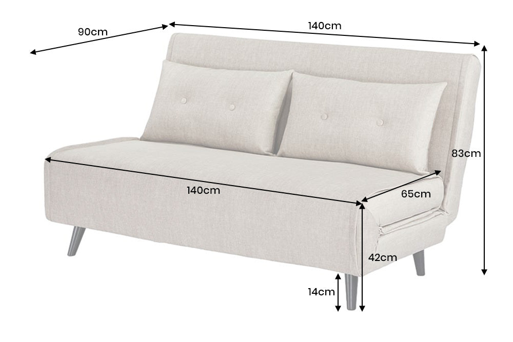 Żółta sofa z funkcją spania 140 cm w tkaninie aksamit z drewnianymi nóżkami i poduszkami