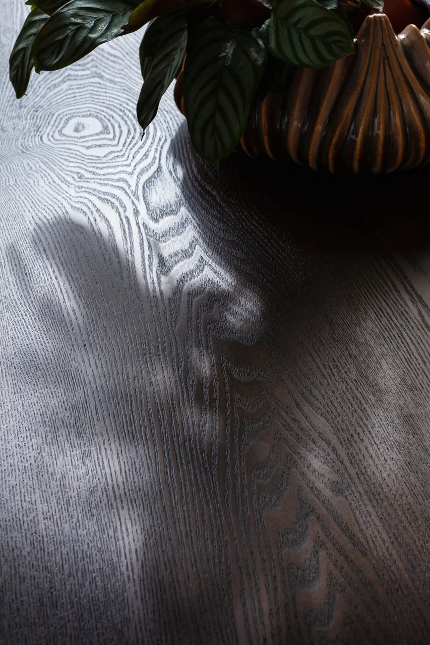 Stół Osaka 180 cm, blat fornirowany optyka jesion, złota stalowa podstawa