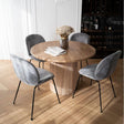 Stół Hygge z okrągłym blatem kamiennym Travertine  / 110 cm / MH