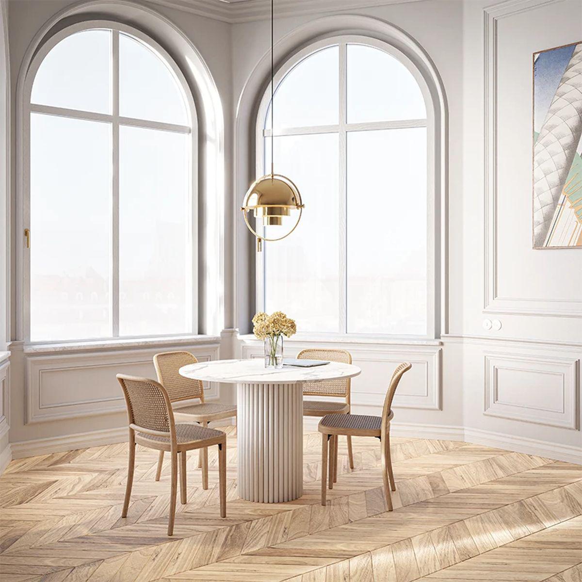 Stół Hygge z okrągłym marmurowym blatem Bianco Carrara / 110 cm / MH