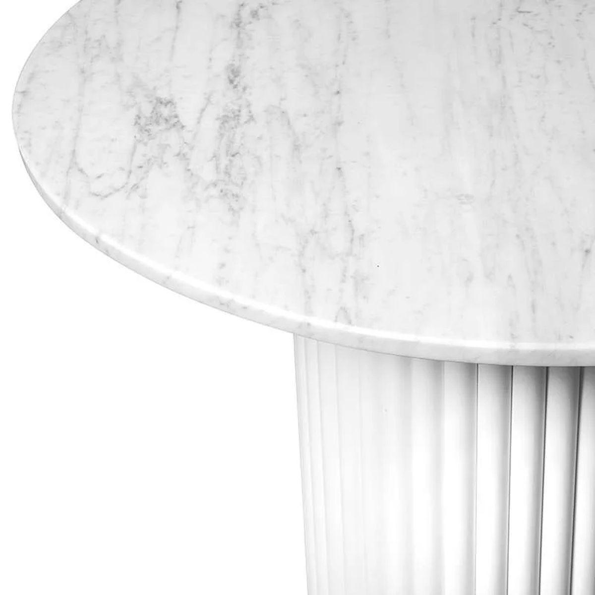 Stół Hygge z okrągłym marmurowym blatem Bianco Carrara / 110 cm / MH