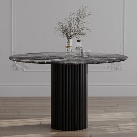 Stół Hygge z okrągłym marmurowym blatem Black Forest  / 110 cm / MH