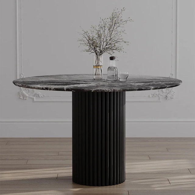 Stół Hygge z okrągłym marmurowym blatem Black Forest  / 110 cm / MH